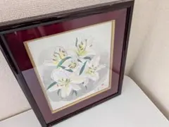 j*7様 猪飼一之 日本画 スミレ 額装 14cm角 美品 アート 絵画 インテ