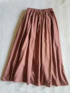 アプリコットブラウン 薄手 ふんわり ロングスカート M