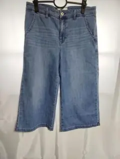 C-SEVENTEEN　ワイドレッグ　ストレッチ　デニム　ハーフパンツ　L