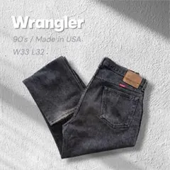 【USA製】Wranglerブラックデニム96501NB先染めW33L32古着