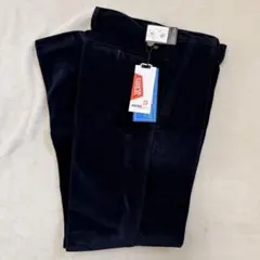 【極暖・裏ボア】コーデュロイ ストレートパンツ ネイビー 防寒 冬用 30インチ