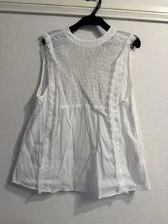 ZARA WOMAN ホワイト ノースリーブ シャツ