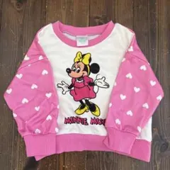 Disney ミニーマウス トレーナー ピンク ハート柄 90cm　ミニーちゃん