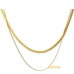 ネックレス 二連 スネークチェーン ゴールド サージカルステンレス 新品オシャレ