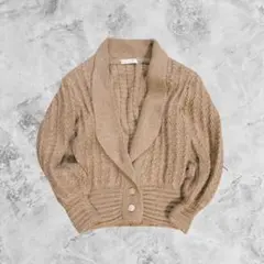 アルパカ100% ショール カラー ニット カーディガン ベージュ