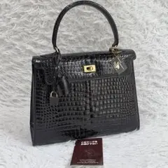 極美品 JRA 最高級クロコダイル ハンドバッグ 本革 シャイニング