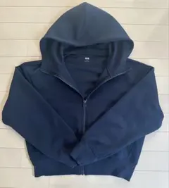 【UNIQLO】(美品)ネイビー フルジップ フード付きパーカー