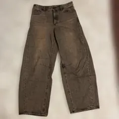 GU ワイドパンツ L ダークブラウン 100%綿