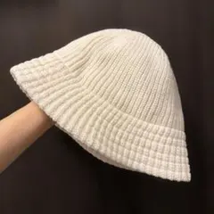 アイボリー バケットハット ニット帽