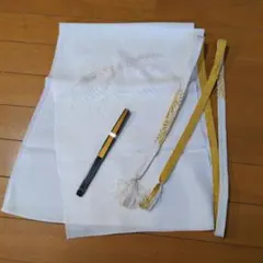 A　帯揚げ・帯締め・末廣セット　留袖用　正絹　金糸　結婚式　着物　和服　和装
