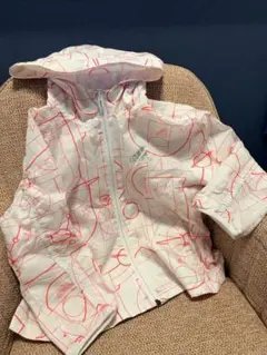 キッズ女の子adidas フード付きジャケット ホワイト/レッド