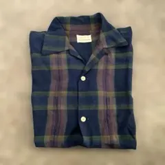 60s BRENT オープンカラー オンブレ チェック シャツ レーヨン M