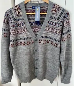 値下げ！グレー フェアアイル柄 カーディガン