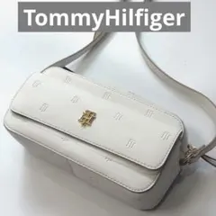 トミーヒルフィガー モノグラム ショルダーバッグ ホワイト 金ロゴ