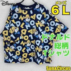 メンズ大きいサイズ 6L ディズニー ドナルド 総柄 Tシャツ Disney