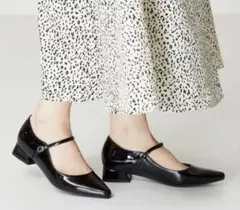 オリエンタルトラフィック ストラップ変形ヒールパンプス エナメル ブラック