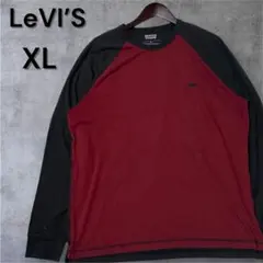 US 輸入古着LeVI'S リーバイスXL ワインレッド黒 長袖Tシャツ　XL