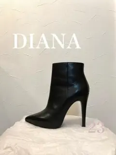 美品✨美脚 DIANA 本革 アンクル ショート ブーツ ピンヒール ブラック 美品✨美脚 DIANA 本革 アンクル ショート ブーツ ピンヒール ブラック
