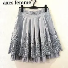 axes femme アクシーズファム　パネル刺繍デザインミドルスカート　M