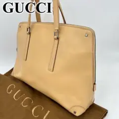 GUCCI ハンドバッグ 手提げ ロゴ型押し 自立型 レザー 裏地マイクロGG柄