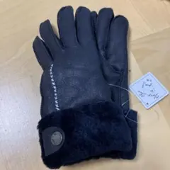 手袋　グローブ　羊革　ファー　シープスキン　リアルレザー　ネイビー　紺