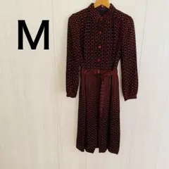 【ビンテージ】赤と黒のパターン ワンピース レトロ 昭和レトロ 古着