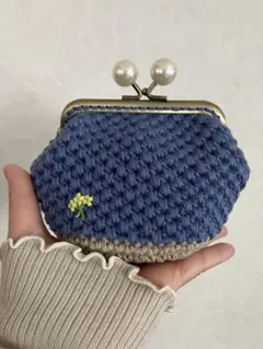 ハンドメイド　がま口　財布　ポーチ　小物入れ　手編み　かぎ針編み　あめ玉　③