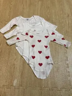 プチバトー　長袖ボディ　ハート　3枚セット