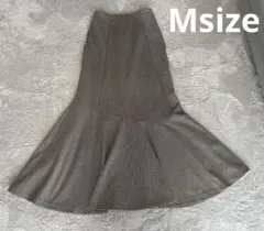 【翌日発送】チェック柄ロングマーメイドスカート フレアスカート ウエストゴム M