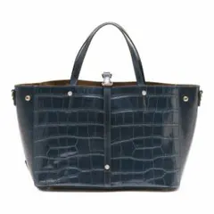ダークブルー クロコダイル風トートバッグ　バルコス