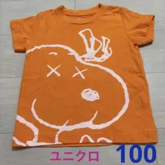 ユニクロ　スヌーピー　ピーナッツ　半袖Ｔシャツ　オレンジ　100㎝のサムネイル
