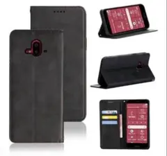 らくらくスマートフォン F-52B 手帳型 ケース（ブラック）