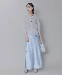 新品Eimee Law スカート パッチワークデニムプリントバイヤススカートのサムネイル
