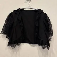 レース付きブラックカーディガン 半袖　Ｌサイズ