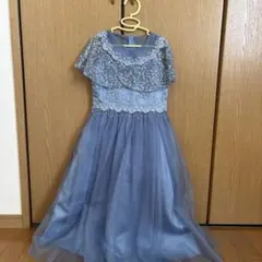 青色 フォーマル ドレス 130cm 膝丈 発表会 ピアノ　RerCu