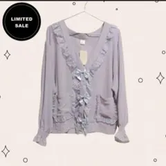 Secret Honey レースフリルシアーカーディガン グレーのサムネイル