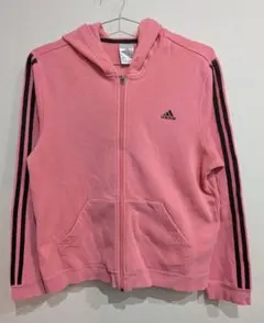 【adidas】ジップアップパーカー ピンク3本ライン レディース2XOT