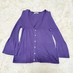 Te chichi 紫色 Vネック ニット カーディガン