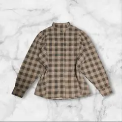【90s Vintage】チェックシャツ / 襟 イタリア製 比翼仕立て モード