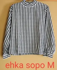 レディースシャツ長袖　ehka sopo　M　ギンガムチェック　ブラウス