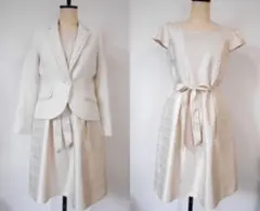 卒業　入学　ママスーツ　フォーマル　ホワイトベージュ9号3点セット