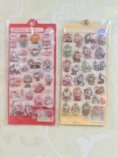 新品ラブブ水入りボンボンドロップシール 2枚セット ぷっくりシール 3Dシー