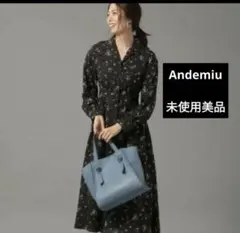 未使用　美品　アンデミュウ　黒　花柄　ワンピース　前開き