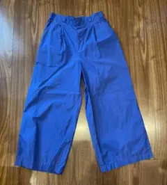 青のワイドパンツ ゴムウエスト