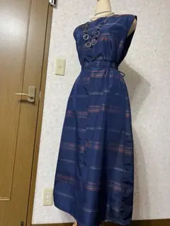 着物リメイクノースリーブワンピース　大島紬　正絹