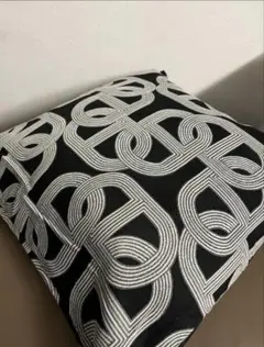 新品 ジャガード シェーヌダンクル柄 クッションカバー50㎝×50㎝ 黒