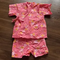 ピンク 蝶模様 甚平 90