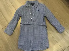 Polo Ralph Lauren 3T 青と白のチェック柄ワンピース