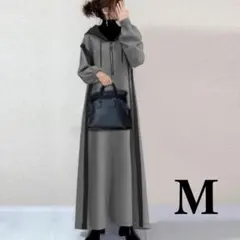 ロングワンピース パーカーワンピース レディース マキシ丈　フード付き　M