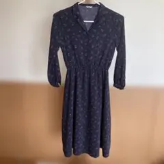 GLACIER Honeys ハニーズ　ネイビー 花柄 ロングワンピース 長袖